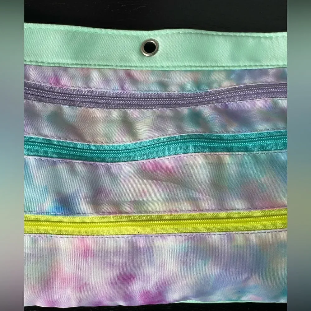 Pen+Gear Pastel Tie Dye Three Pocket Pencil Bag w/Erasers/Stapler/Pencils